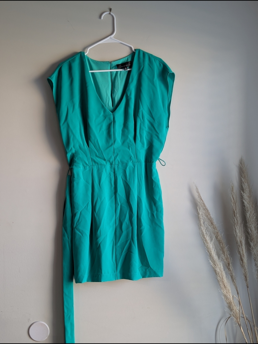 Adelyn Rae Teal V-Neck Waist-Tie Dress